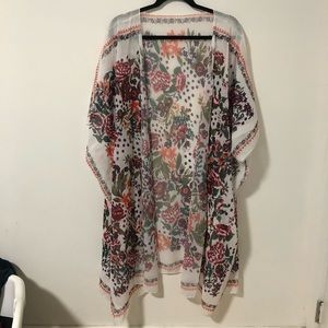 Sheer Chiffon Floral Kimono
